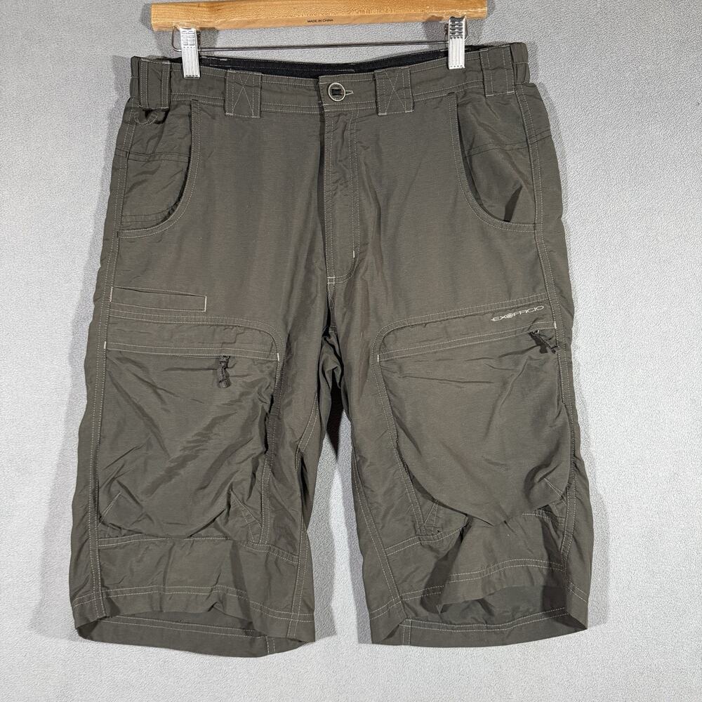 EXOFFICIO Mens Size 32 Grey Zip Pockets Logo Hardware Hiking Active Shorts Cargo